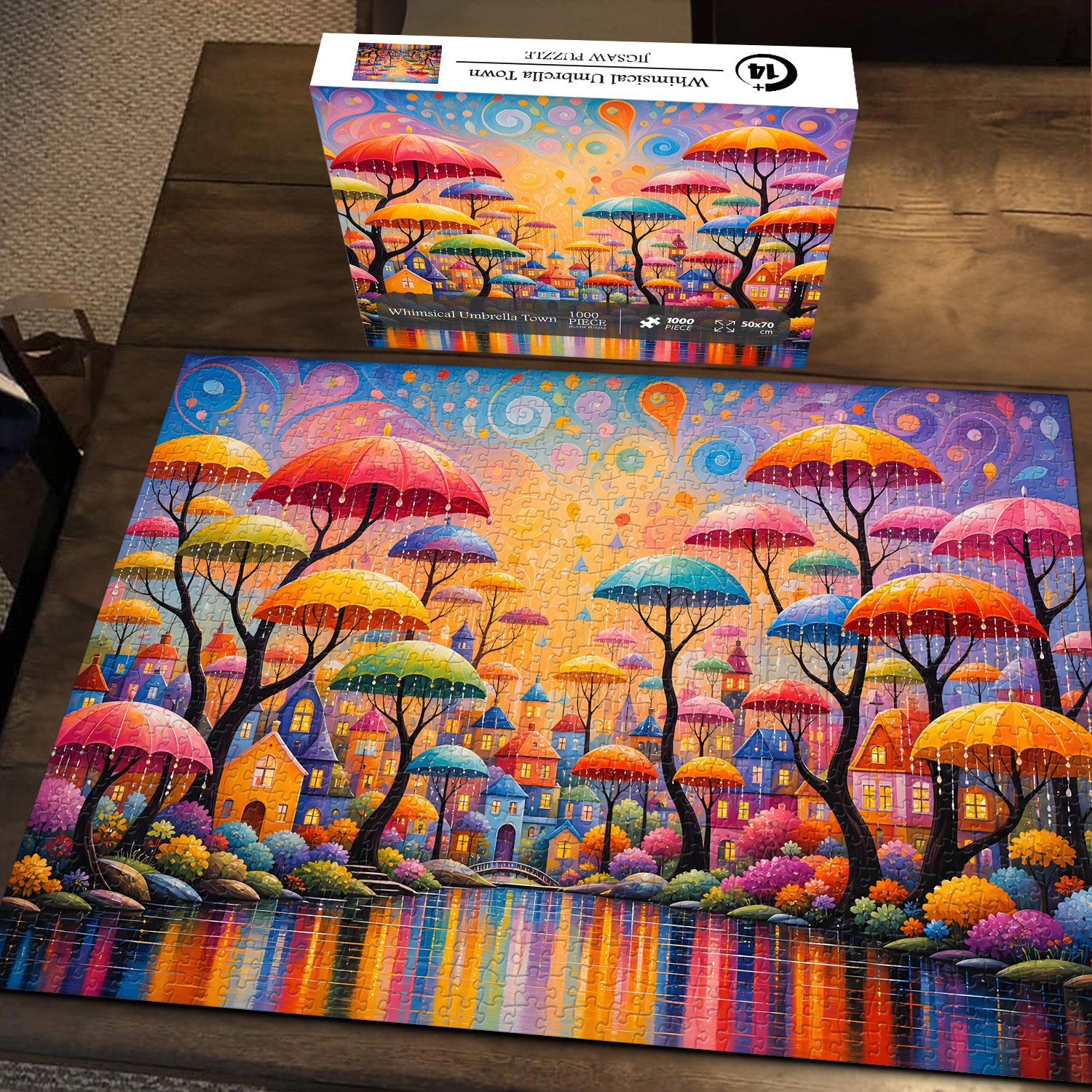 Puzzle stravagante della città dell'ombrello, 1000 pezzi