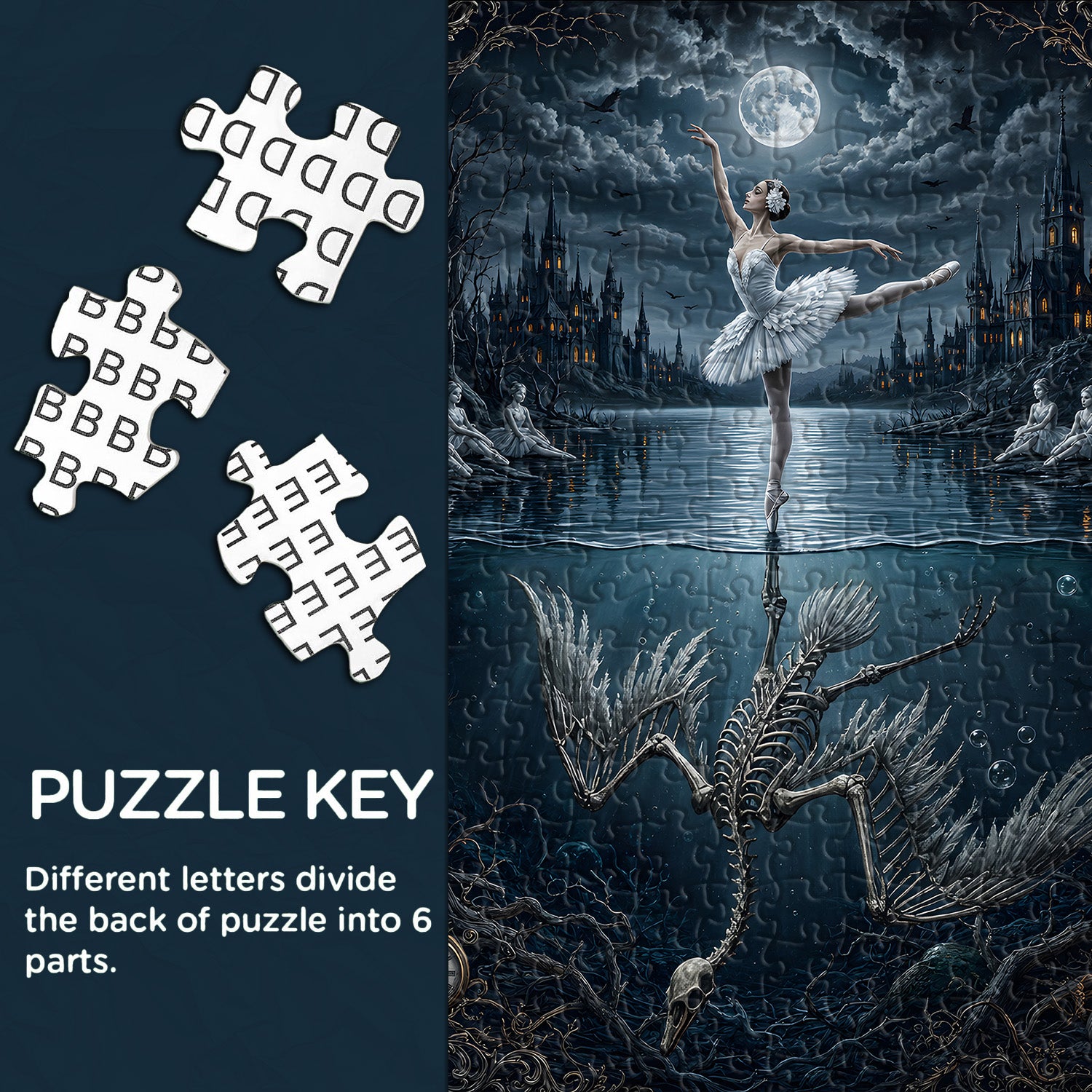 Gothic Swan Lake Mirror Jigsaw Puzzle 1000 Pieces