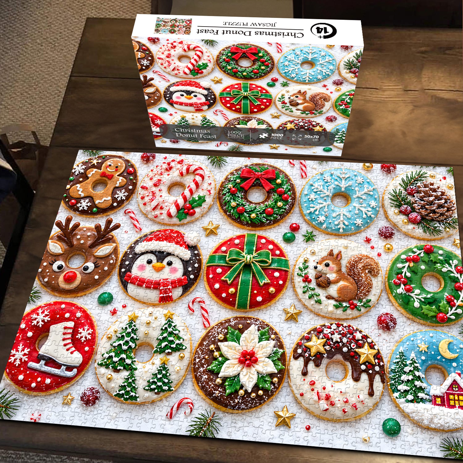 Christmas Donut Feast Jigsaw Puzzle 1000 Pieces