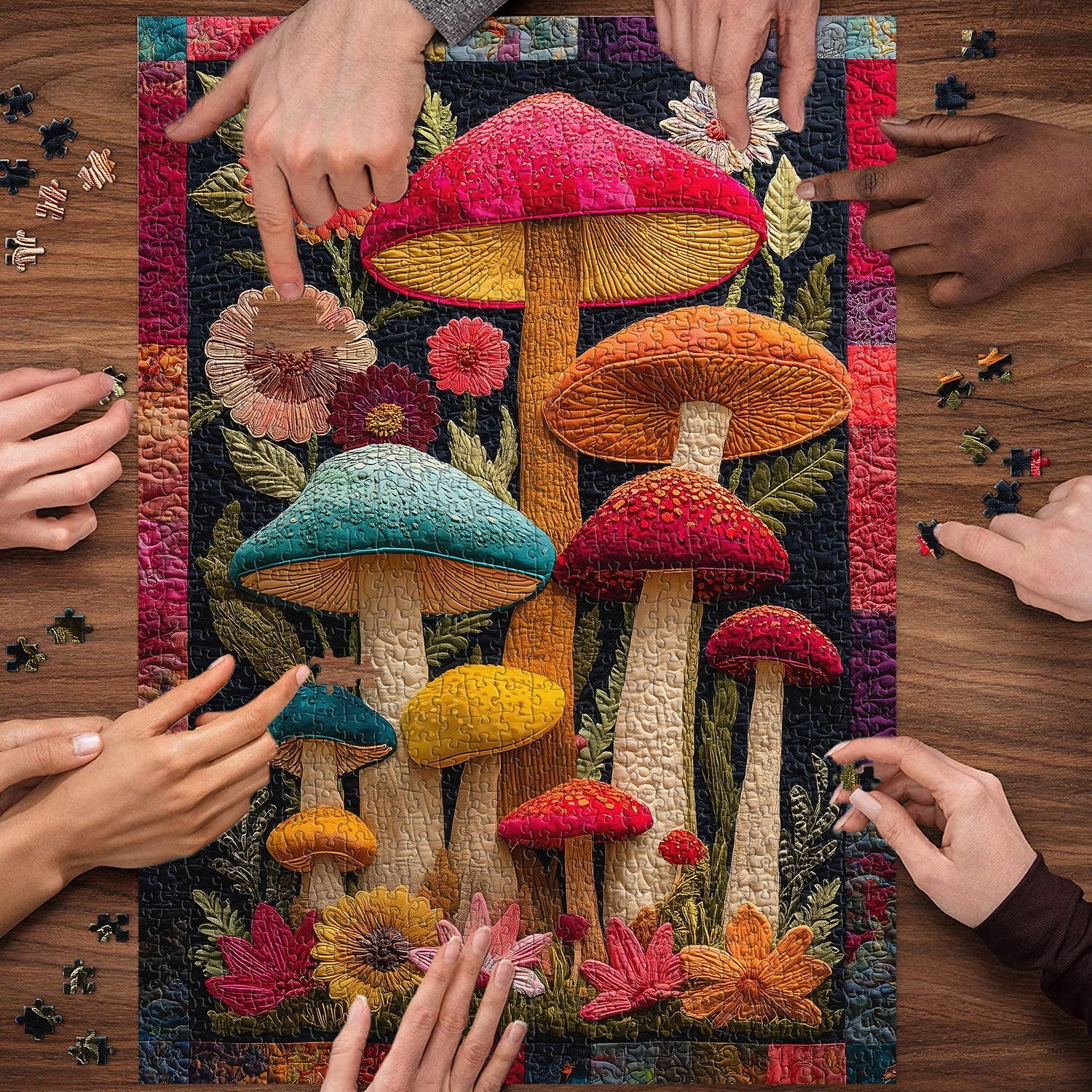 Mushroom Quilt Jigsaw Puzzle 1000 Pieces