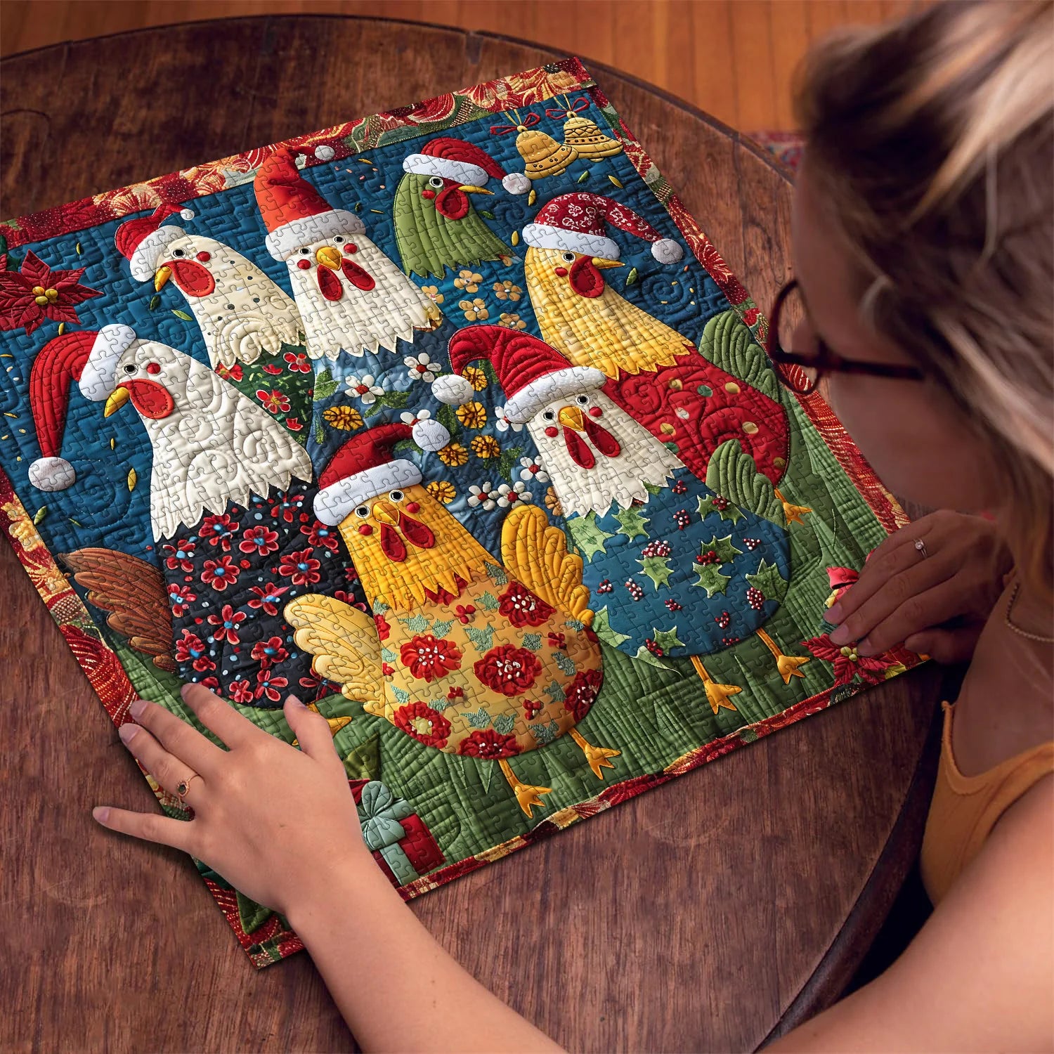 Mignon poulets de Noël puzzle 1000 pièces