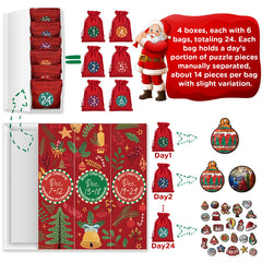 Pickforu® Advent Calendar Christmas Ornaments Wooden Puzzle
