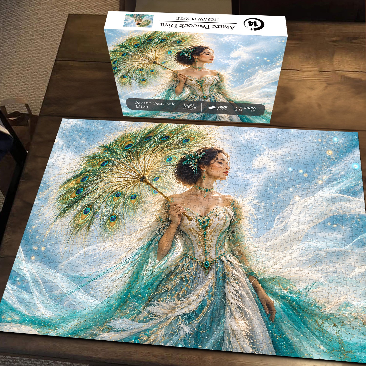 Azure Peacock Diva Jigsaw Puzzle 1000 Pieces