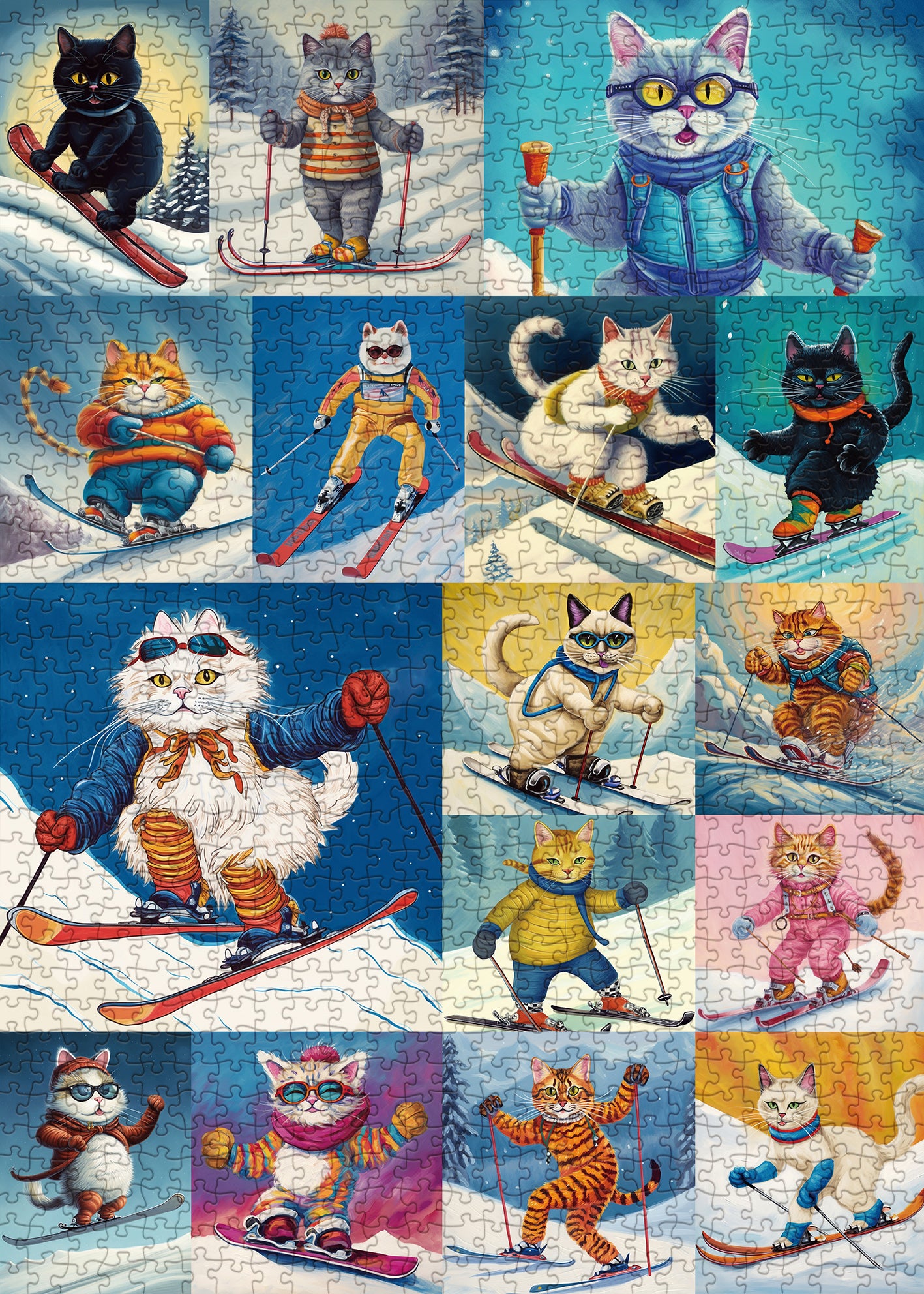 Pickforu® Skifahrendes Katzenpuzzle 1000 Teile