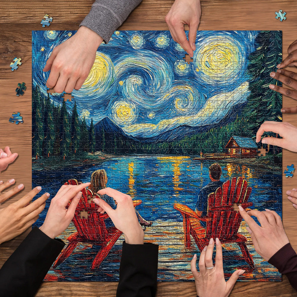 Starry Night By Lake Jigsaw Puzzle 1000 Piece