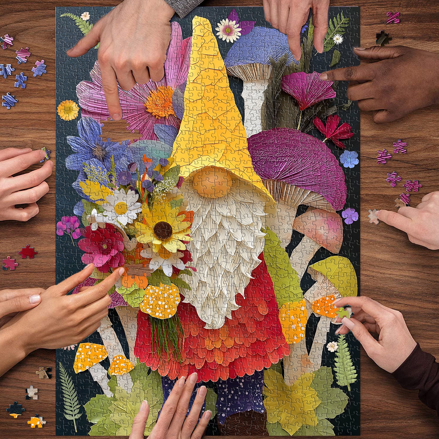 Puzzle Fiori e Gnomi 1000 Pezzi