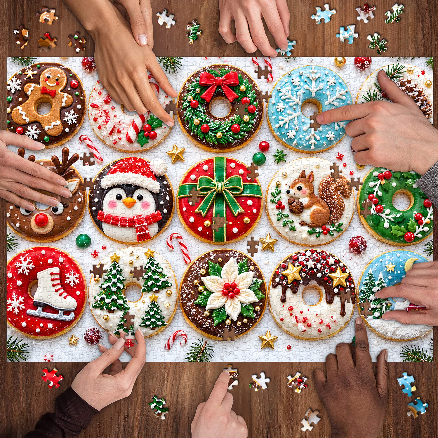 Christmas Donut Feast Jigsaw Puzzle 1000 Pieces