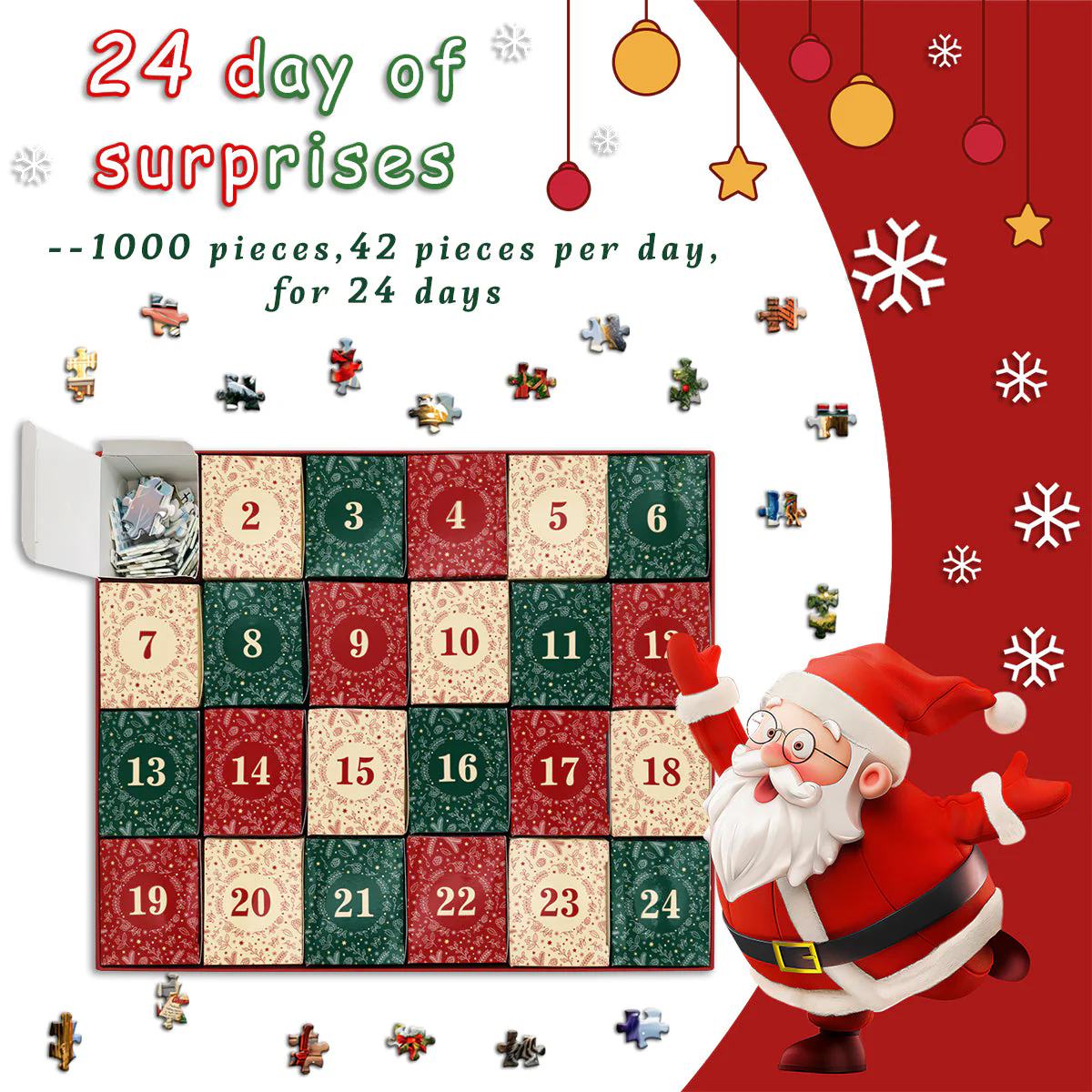 Christmas Snow Scene Advent Calendar Jigsaw Puzzle 1000 Pieces