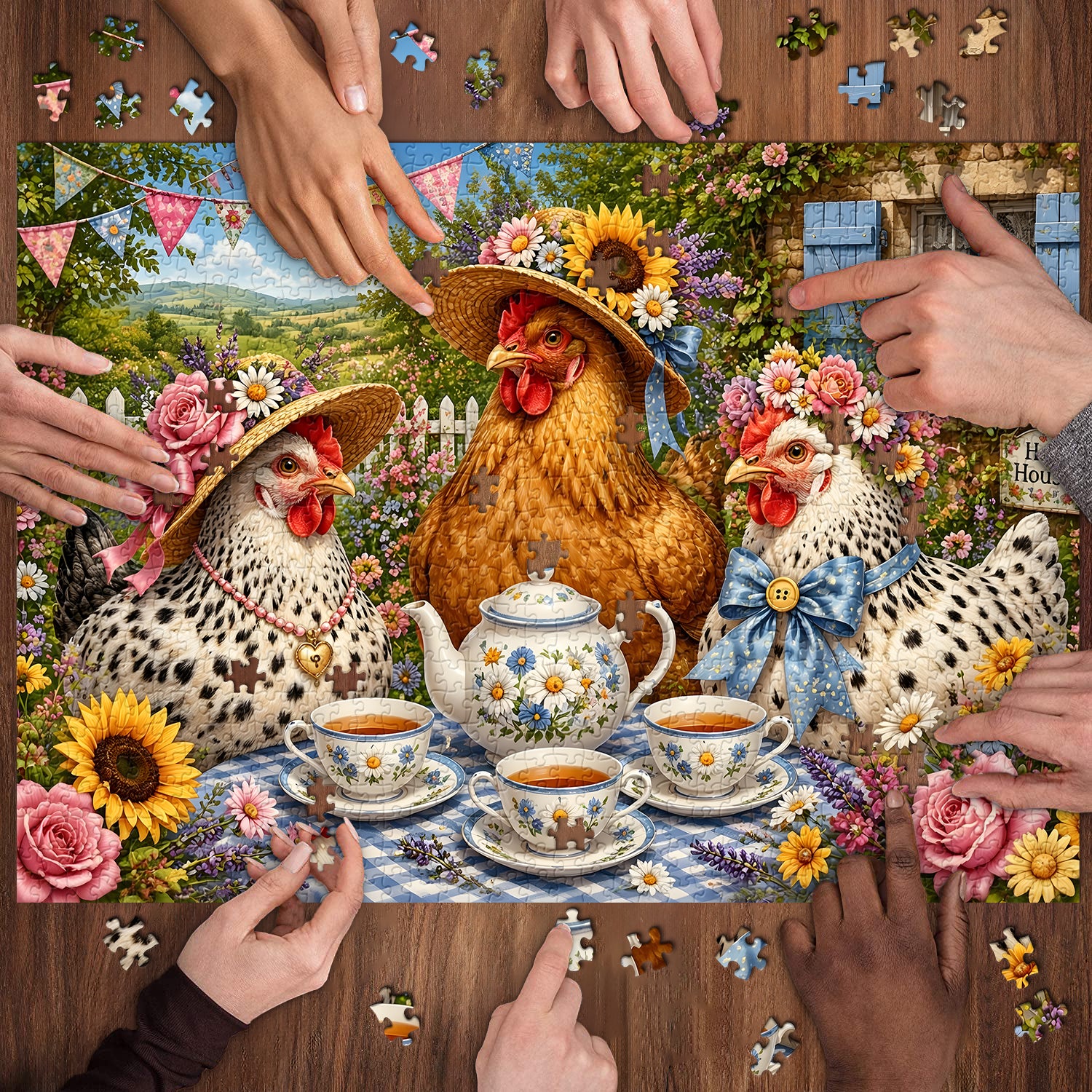 Hen Tea Party Jigsaw Puzzle 1000 Pieces