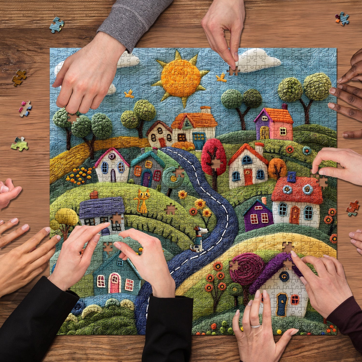 Wunderliches Wolldorf-Puzzle 1000 Teile