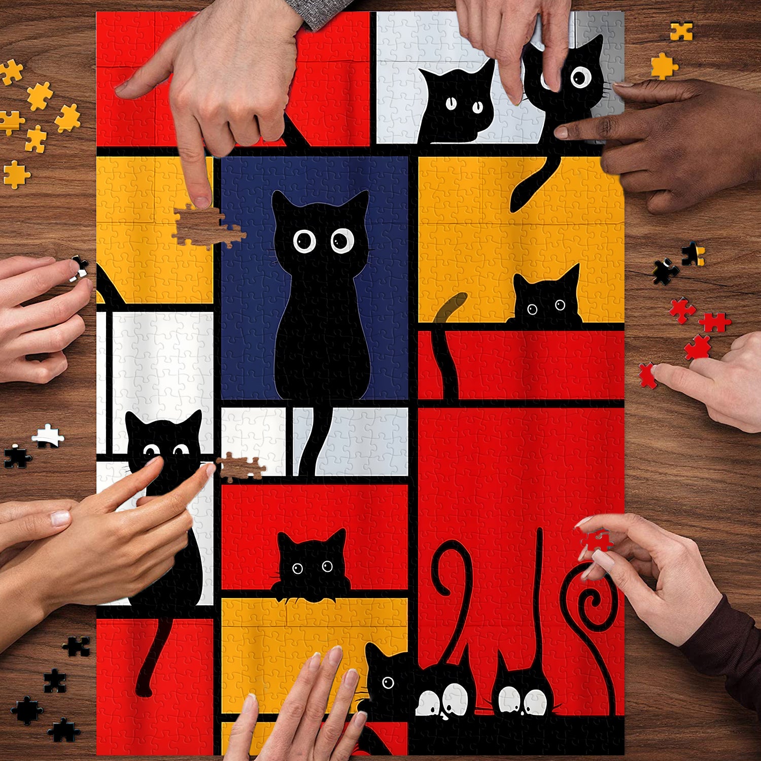 Geometric Cat Fun Jigsaw Puzzle 1000 Pieces