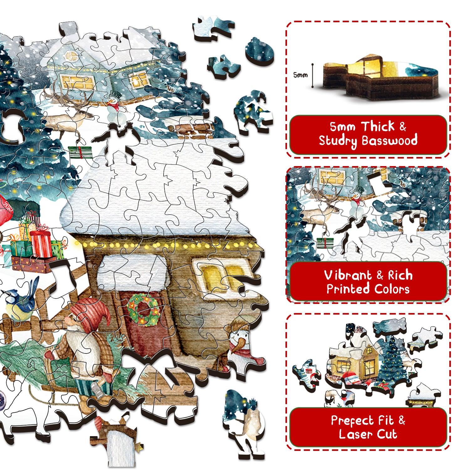 Pickforu® Christmas Village Jigsaw Puzzle 477 Pieces