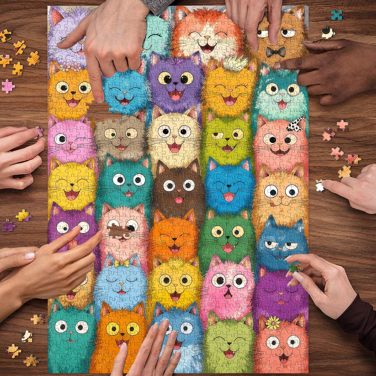 Colorful Cats Jigsaw Puzzle 1000 Pieces