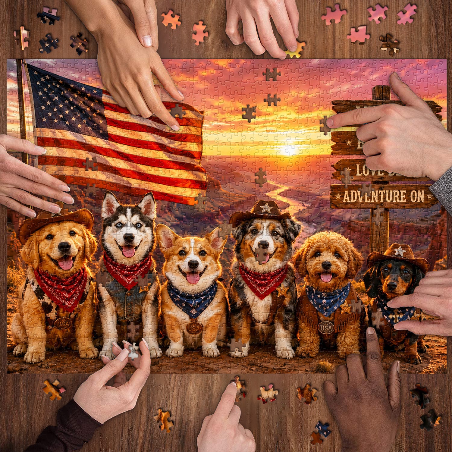 Puzzle Cowboy Dog Crew 1000 pezzi
