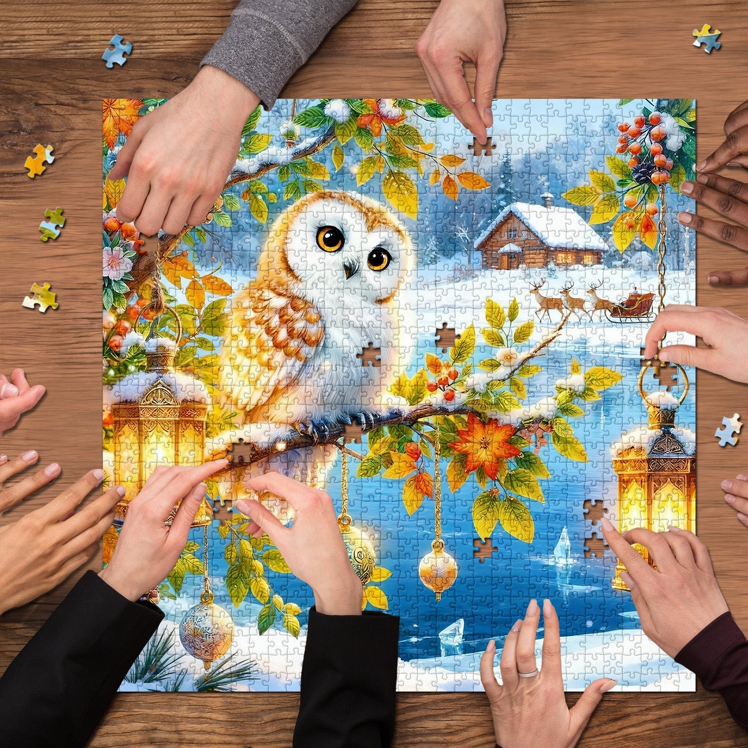 Yuletide Owl Haven Jigsaw Puzzle 1000 Pieces
