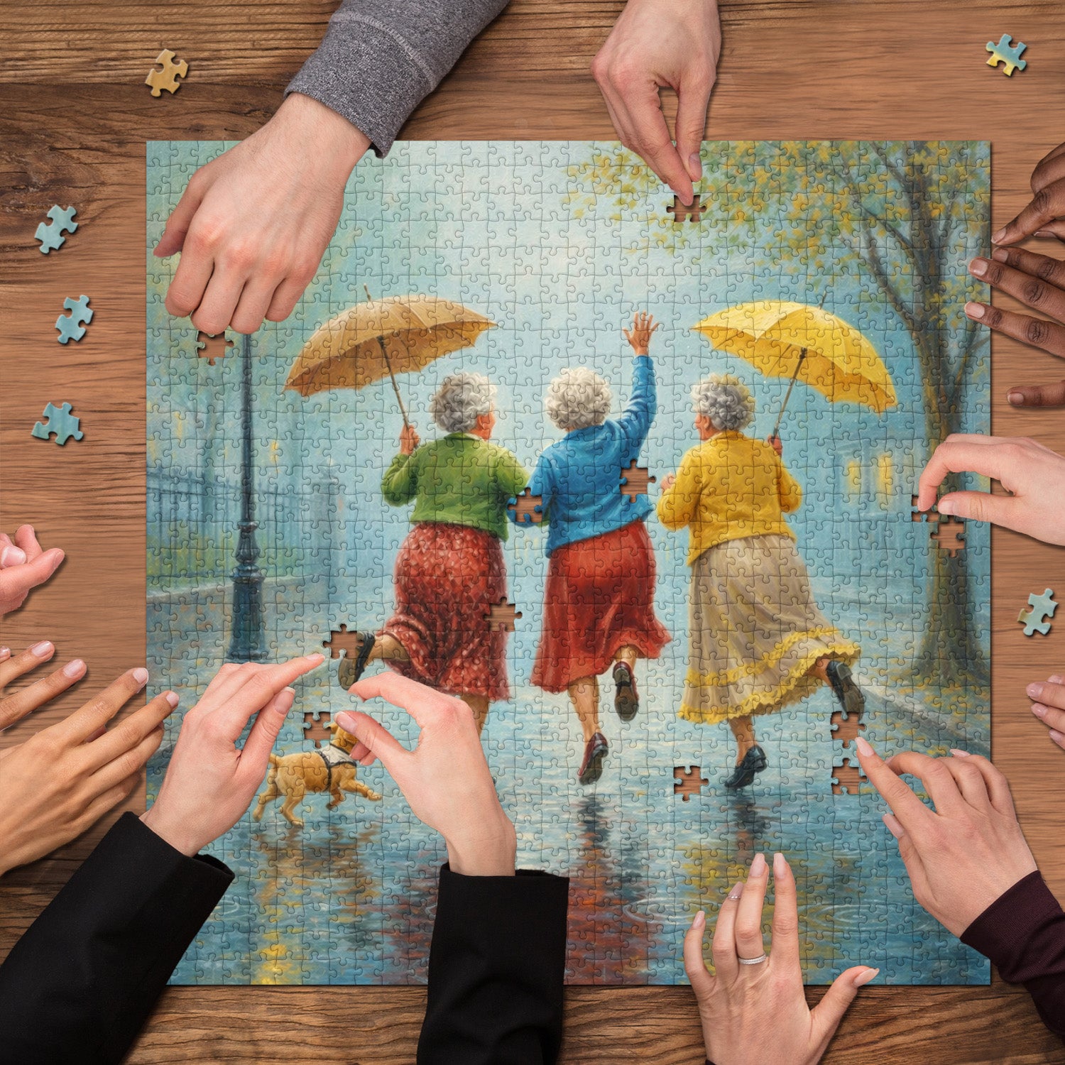 Joyful Rainy Stroll Jigsaw Puzzle 1000 Pieces