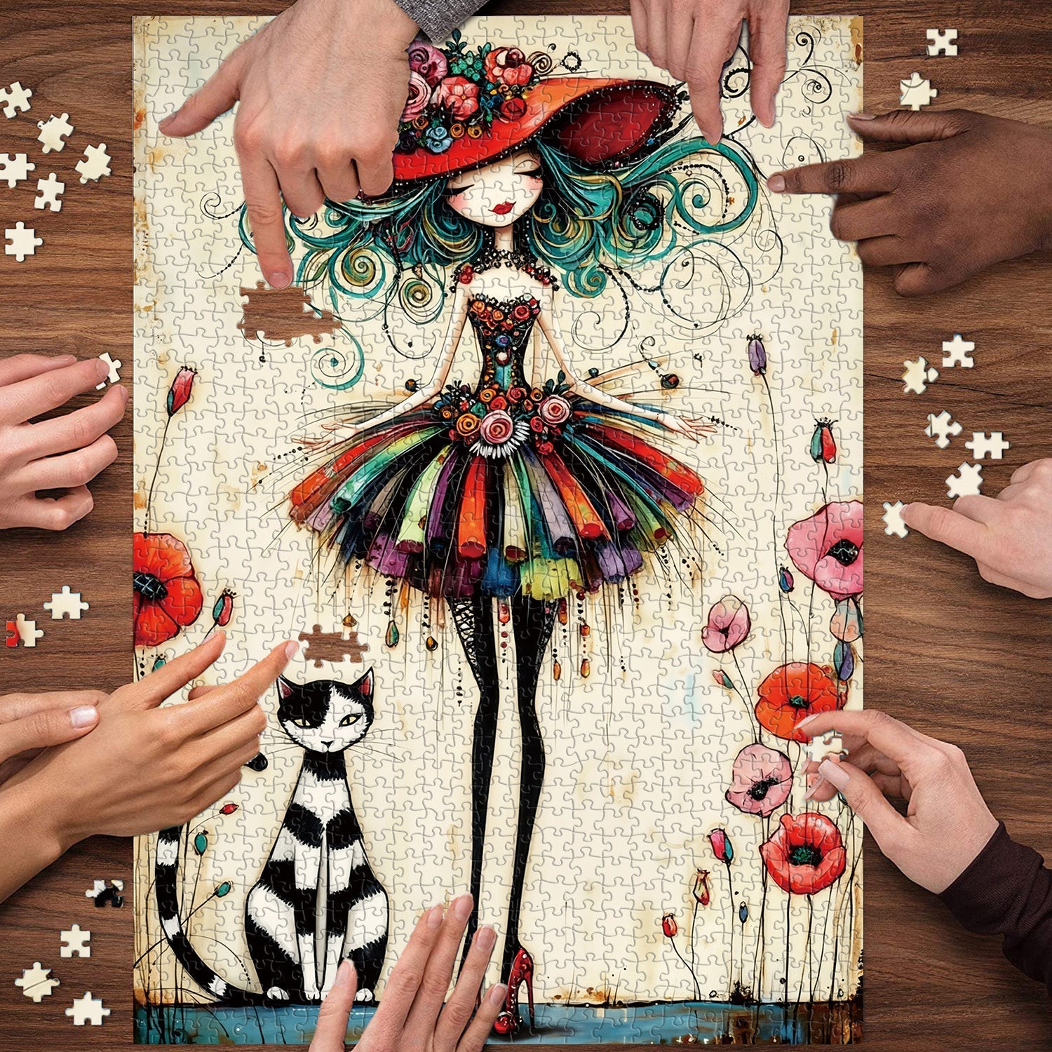 Flower Hat Lady Jigsaw Puzzle 1000 Pieces