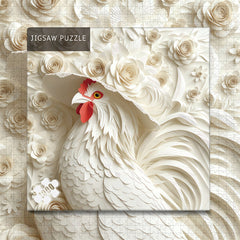 Elegant Floral Rooster Jigsaw Puzzle 1000 Pieces