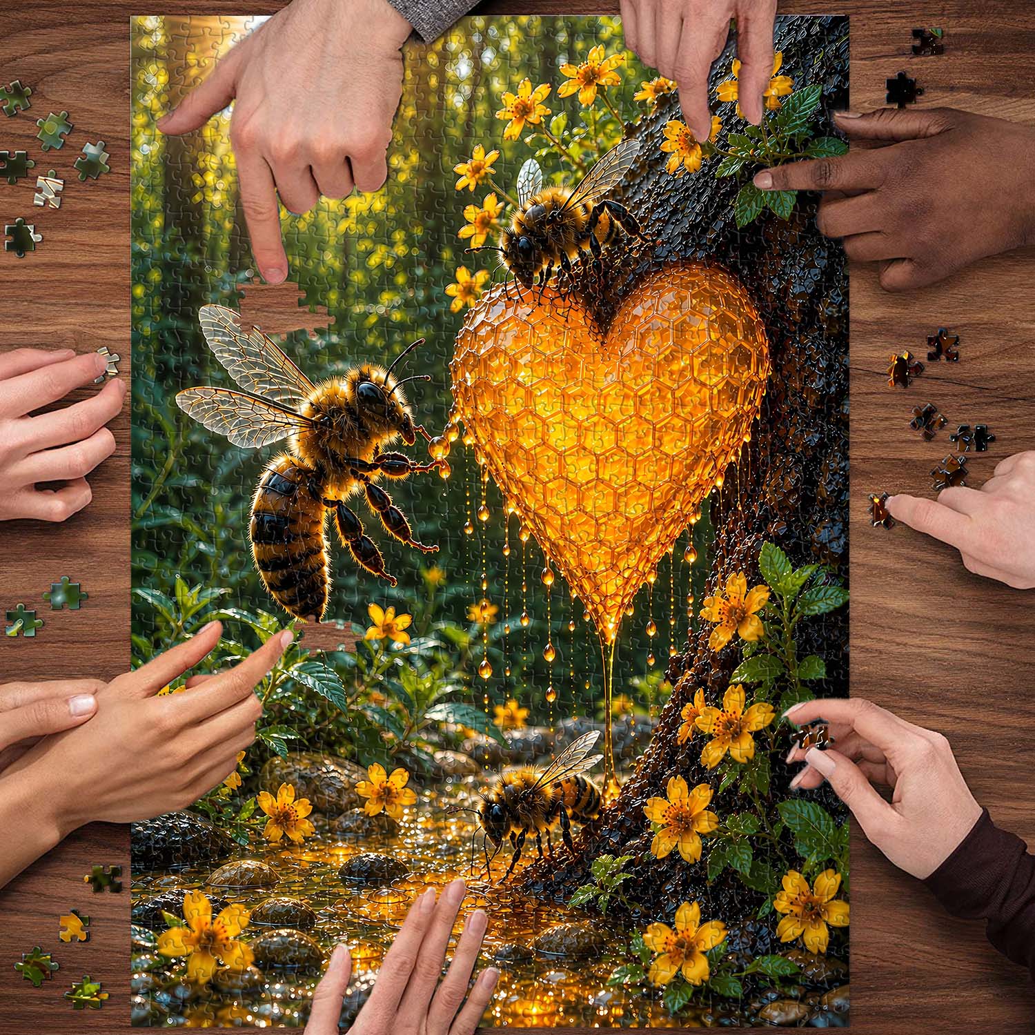 Sunlit Honey Heart Jigsaw Puzzle 1000 Pieces