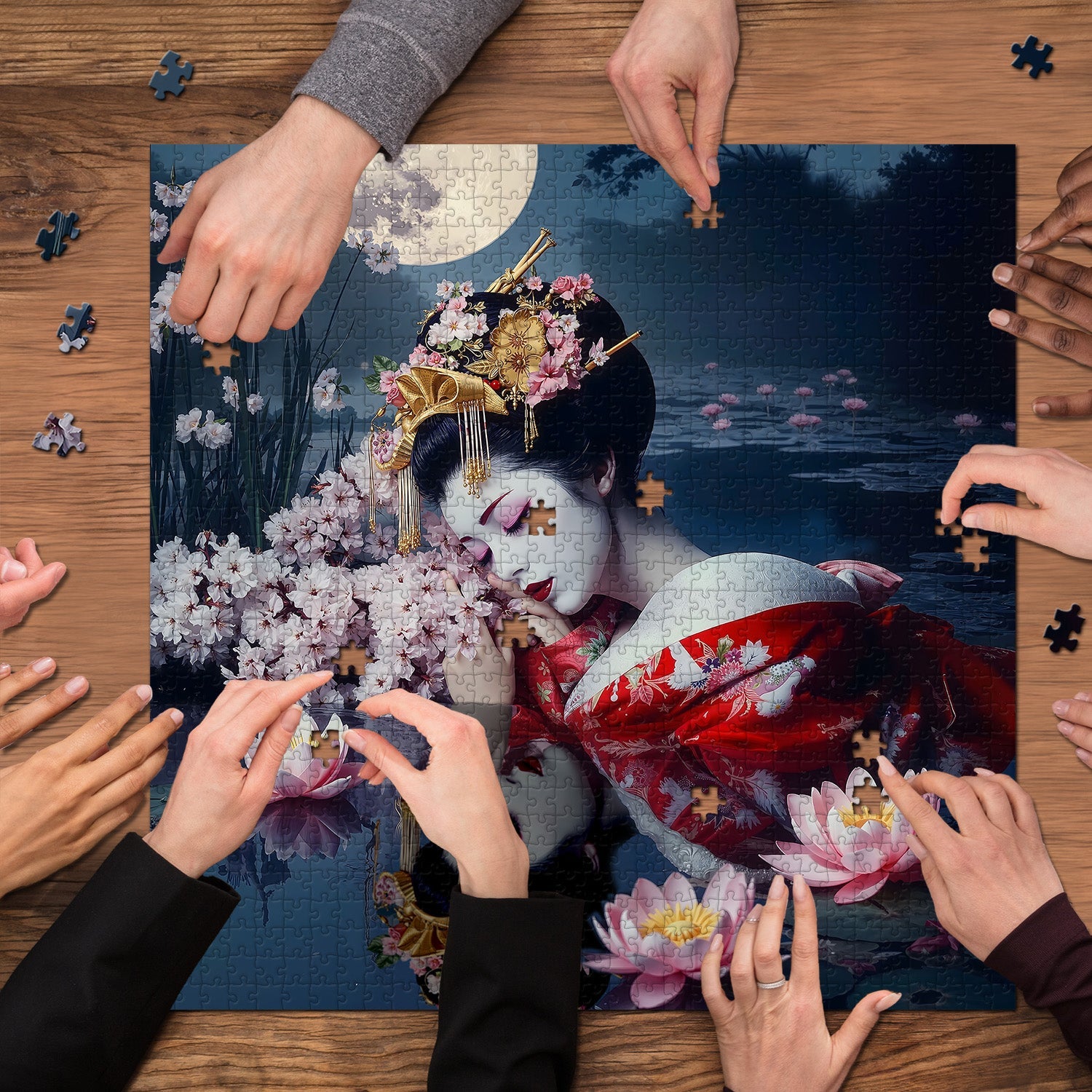 Moonlit Blossom Tranquility Jigsaw Puzzle 1000 Pieces