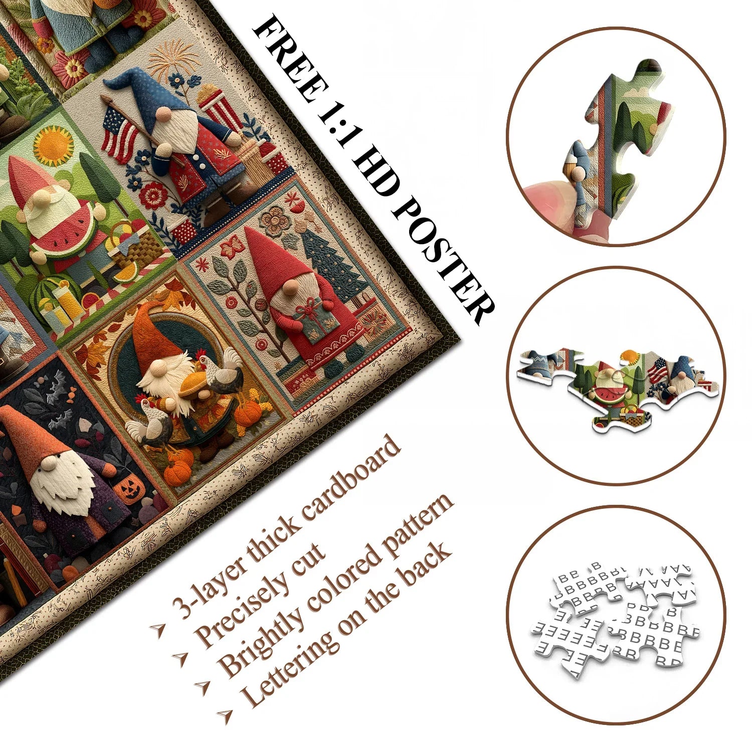 Gnome Holidays Quilt Puzzles Puzzles 1000 pièces