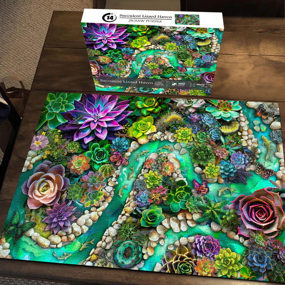 Succulent Lizard Haven Jigsaw Puzzle 1000 Pieces