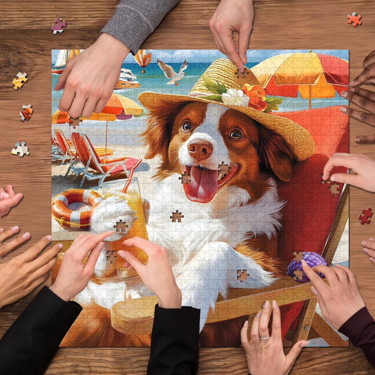 Puzzle de gabarit de vacances de Pup 1000 pièces