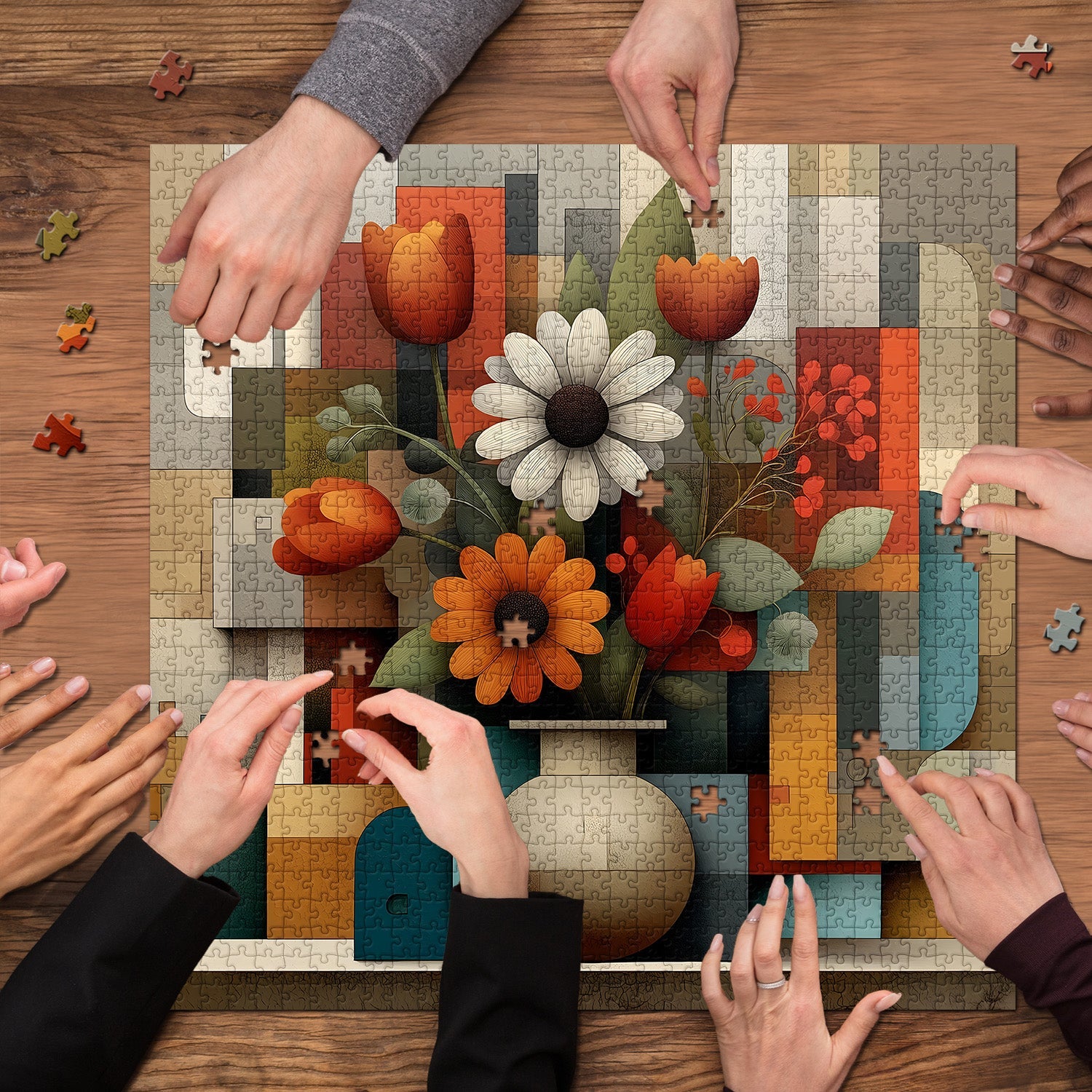 Geometric Floral Rhythm Jigsaw Puzzle 1000 Pieces