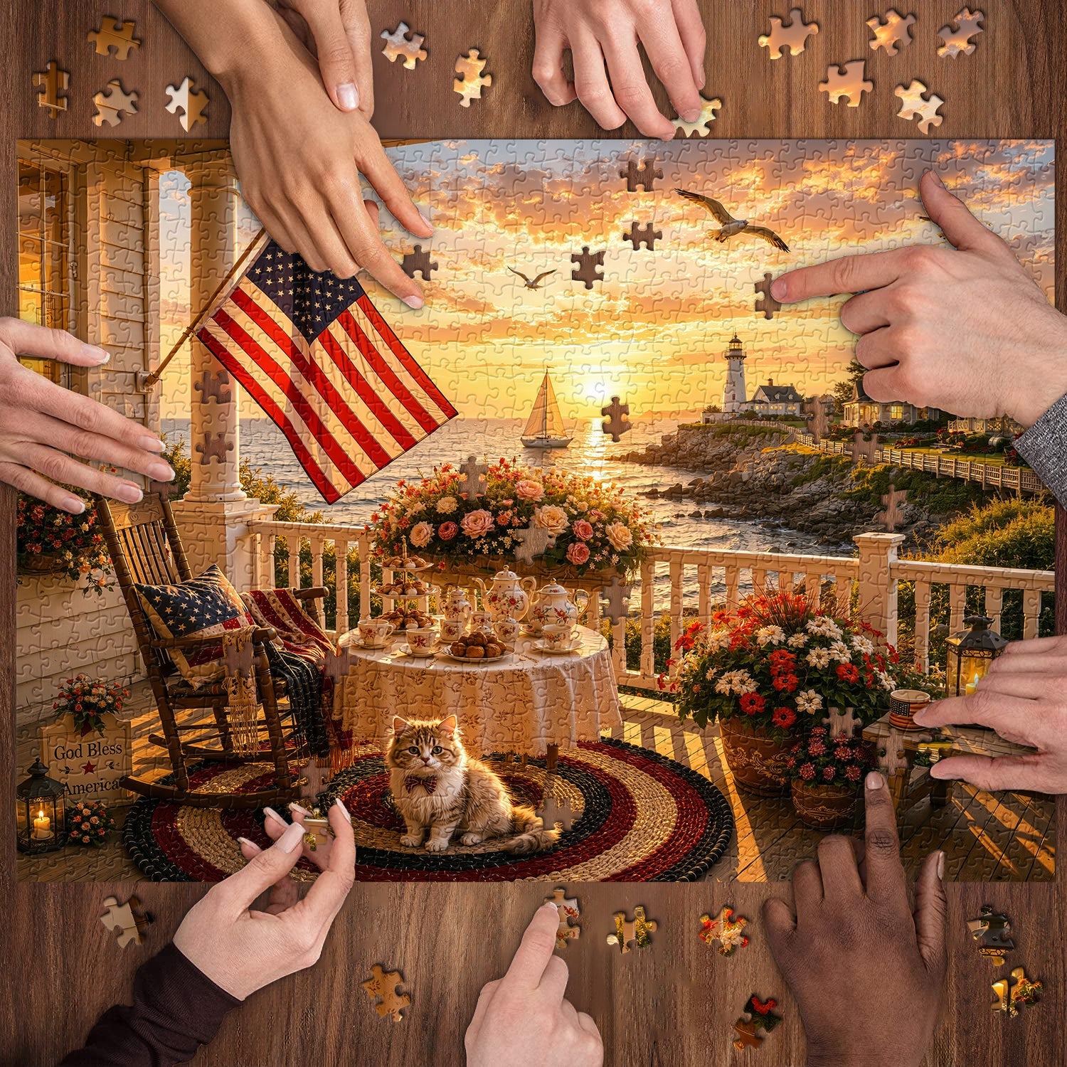Lighthouse Porch Tea Jigsaw Puzzle 1000 Pieces