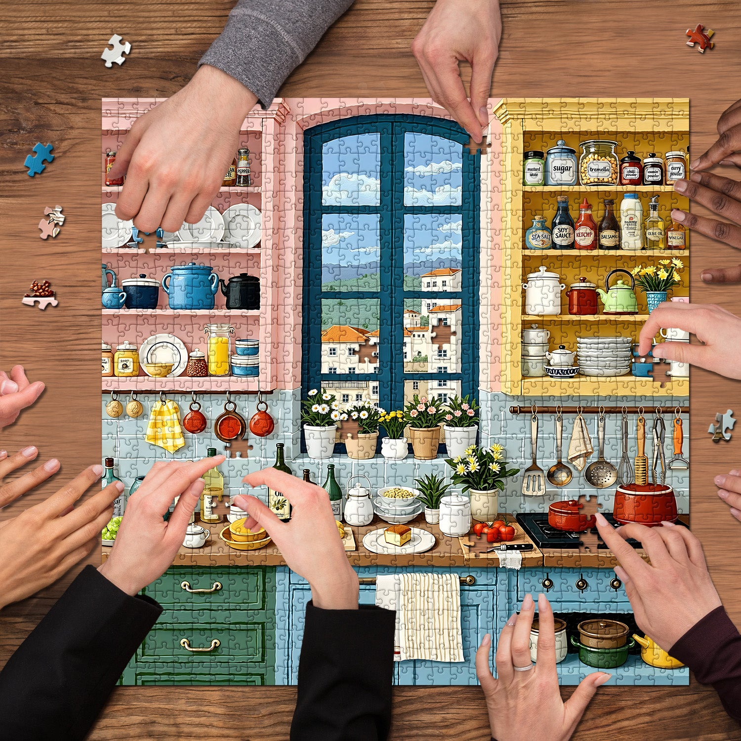 Rompecabezas de 1000 piezas de la vida cotidiana en la cocina en color