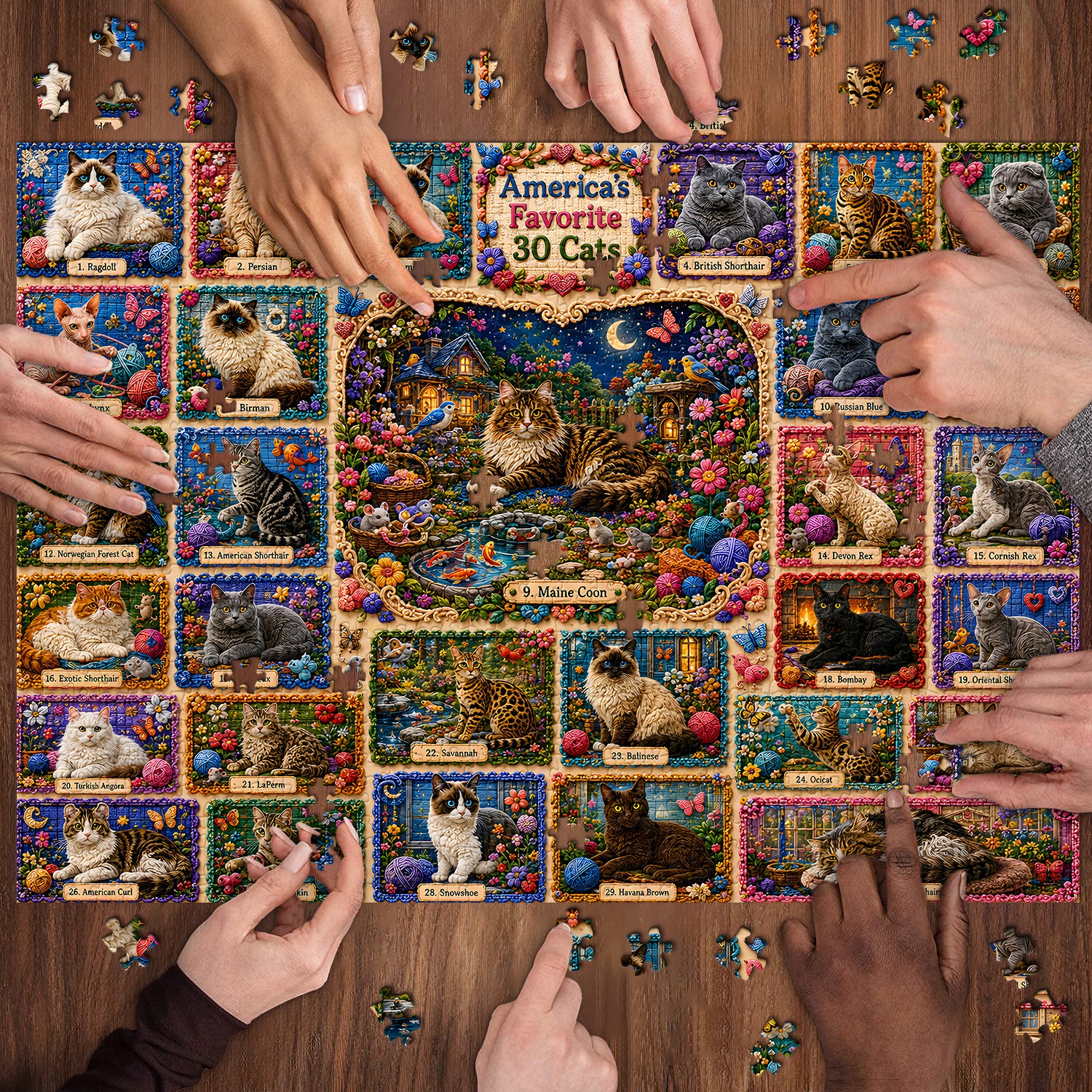 America's Favorite 30 Cats Jigsaw Puzzle 1000 Pieces