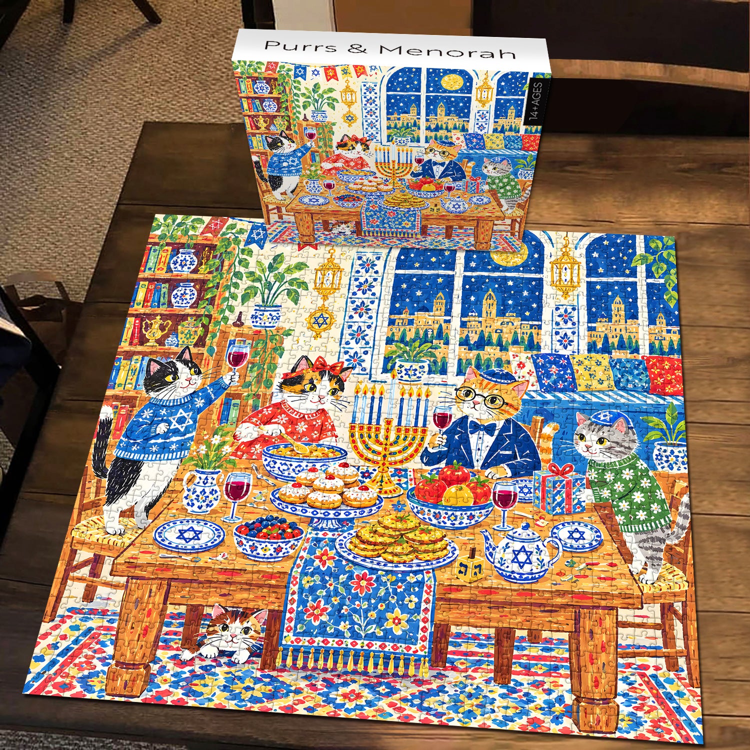 Purrs & Menorah Jigsaw Puzzle 1000 Pieces