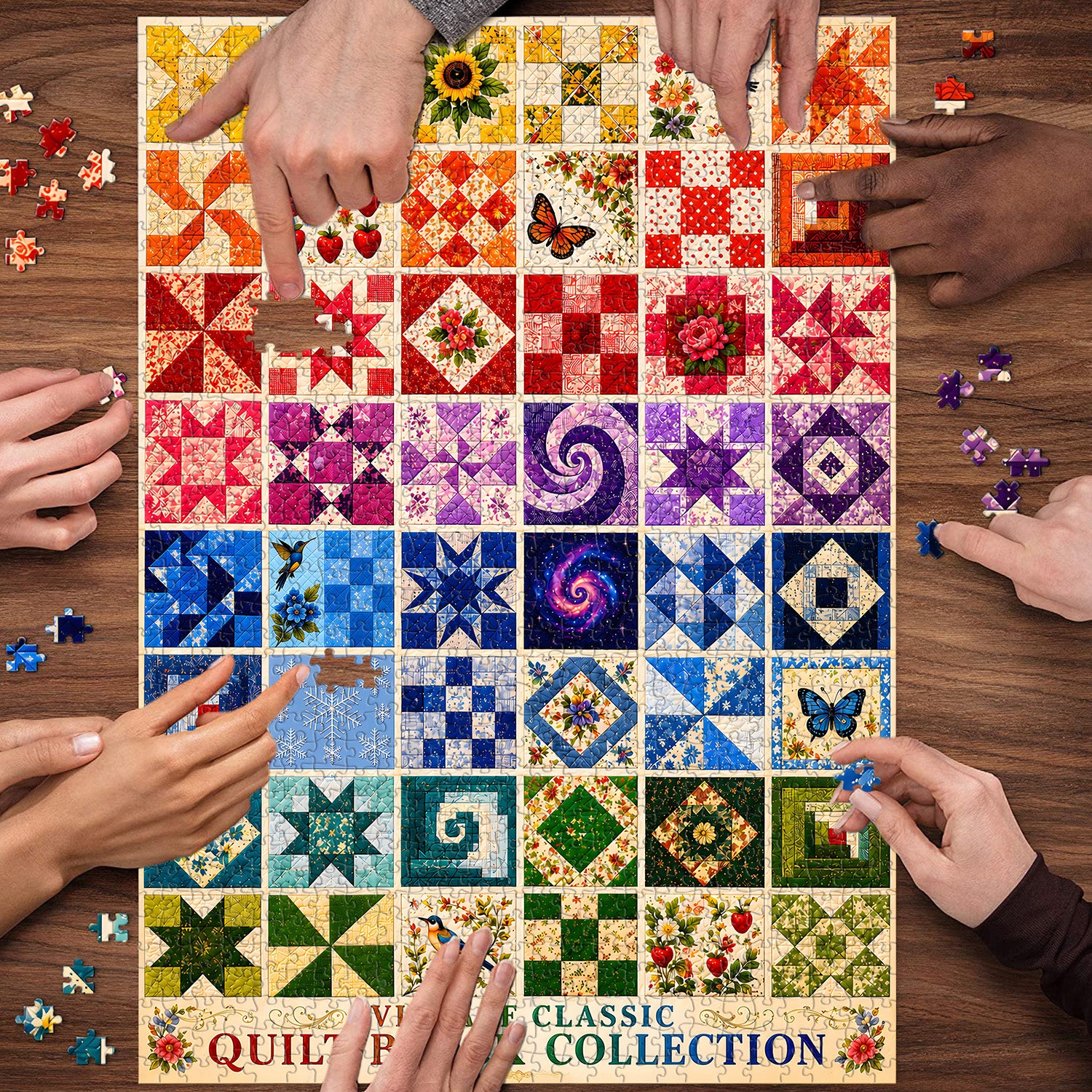 Vintage Fabric Collage Art Collection Jigsaw Puzzle 1000 Pieces
