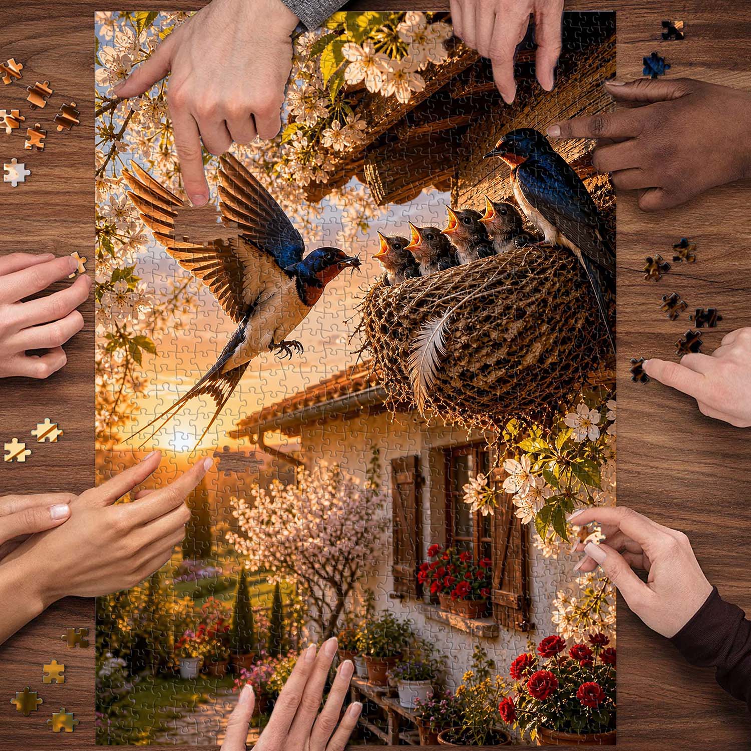 Spring Swallow Brood Jigsaw Puzzle 1000 Pieces