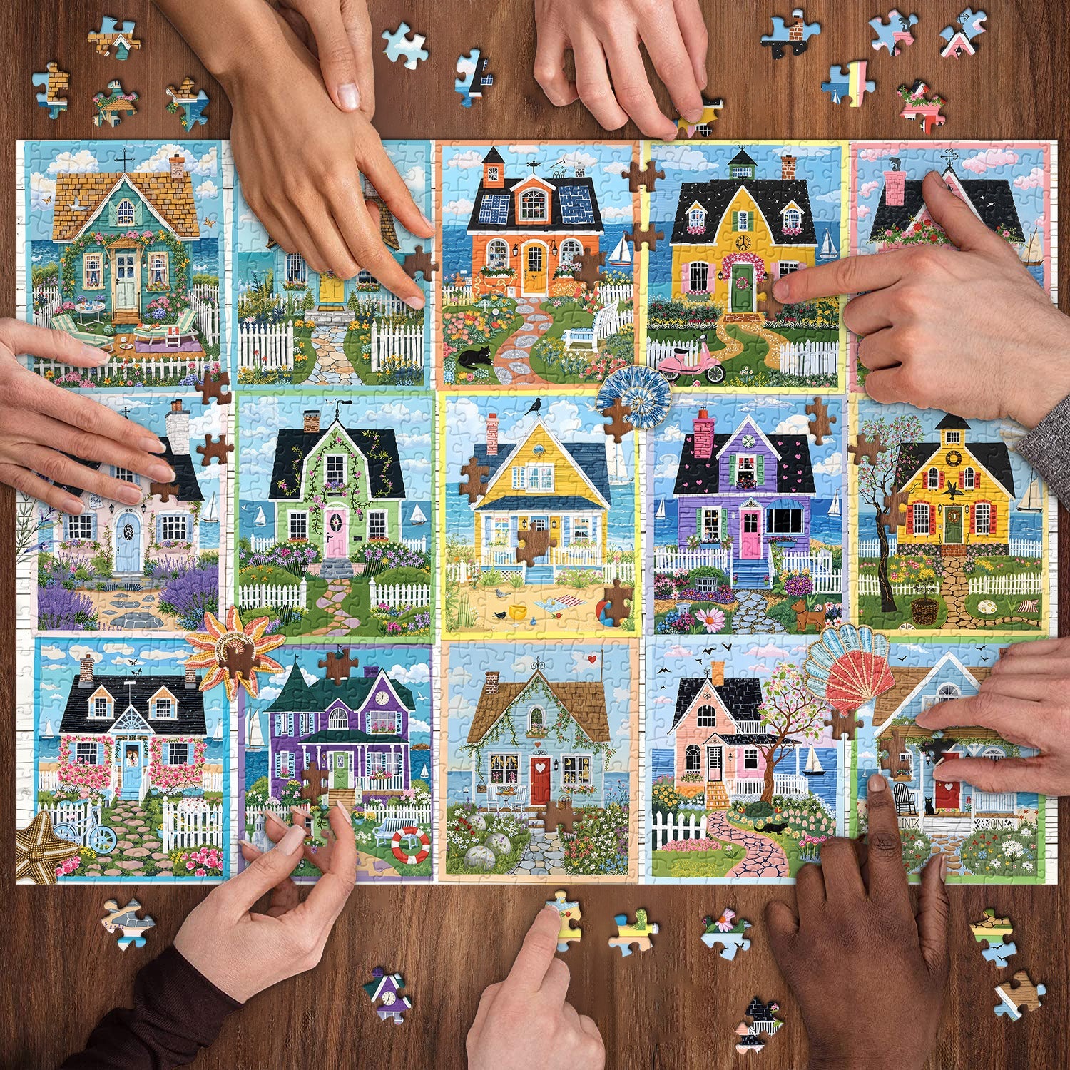 Coastal Cottage Collage Jigsaw Puzzle 1000 Pieces