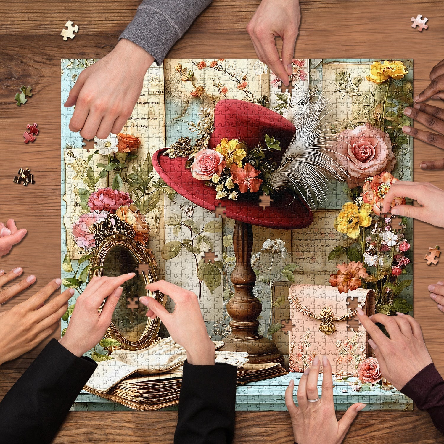 Puzzle con cappello floreale vintage da 1000 pezzi