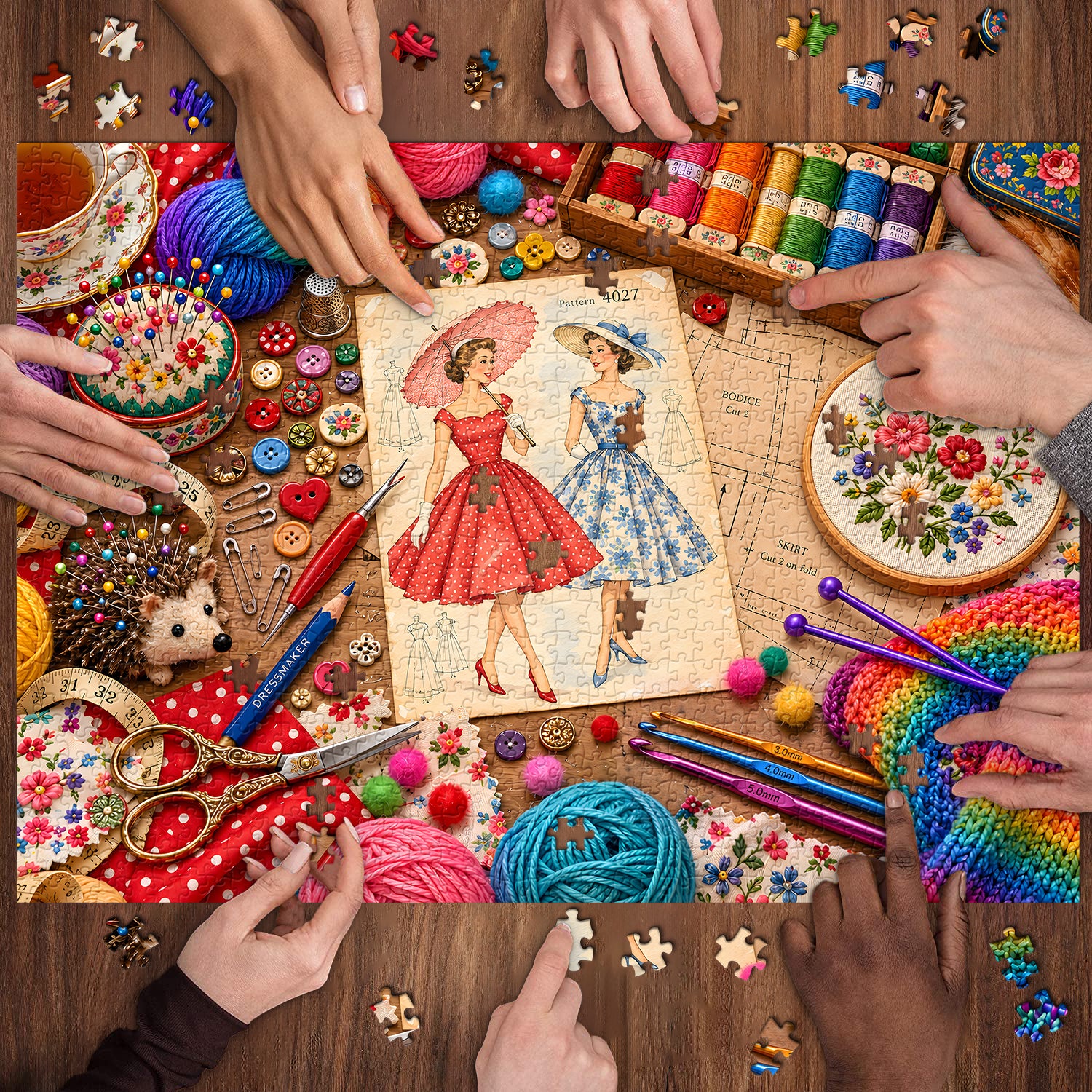 Sewing Treasure Table Jigsaw Puzzle 1000 Pieces