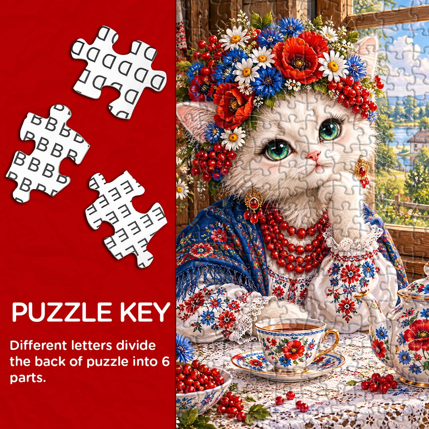 Floral Feline Jigsaw Puzzle 1000 Pieces