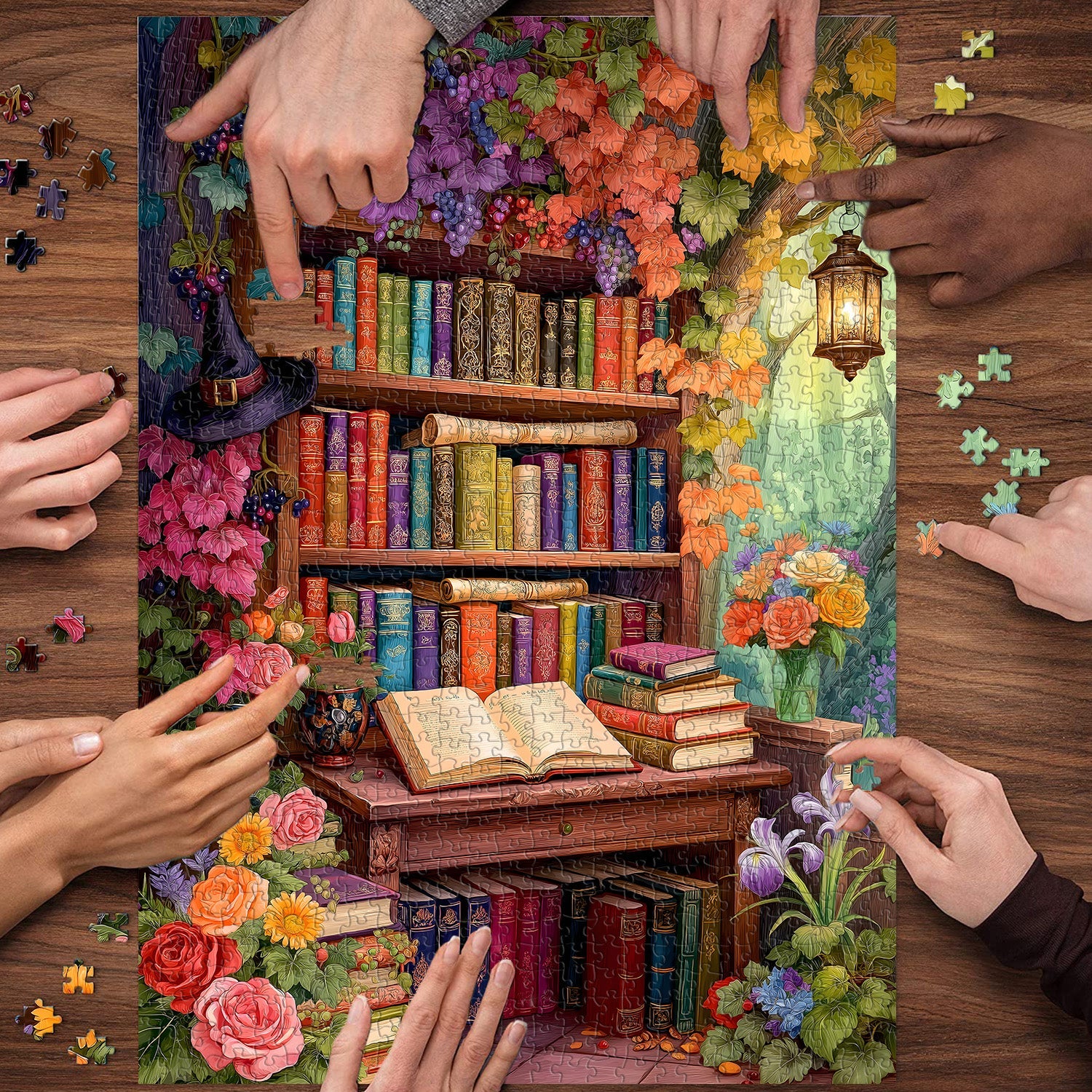 Flower Bookshelf Jigsaw Puzzle 1000 Pieces