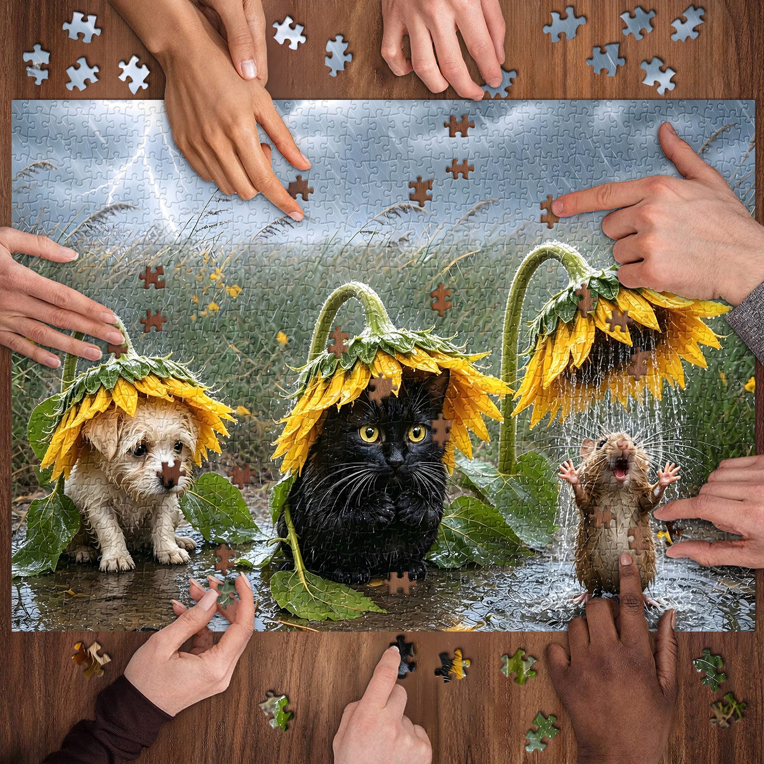 Das Regentag-Puzzle des Trios, 1000 Teile