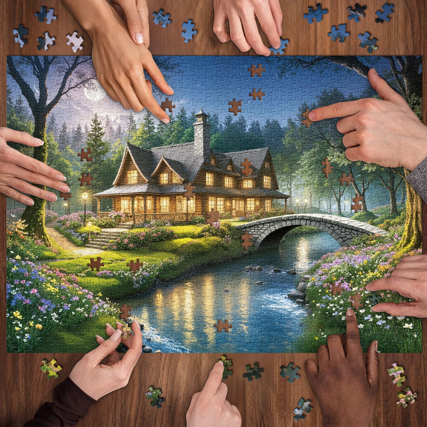 Twilight Cabin Glow Jigsaw Puzzle 1000 Pieces