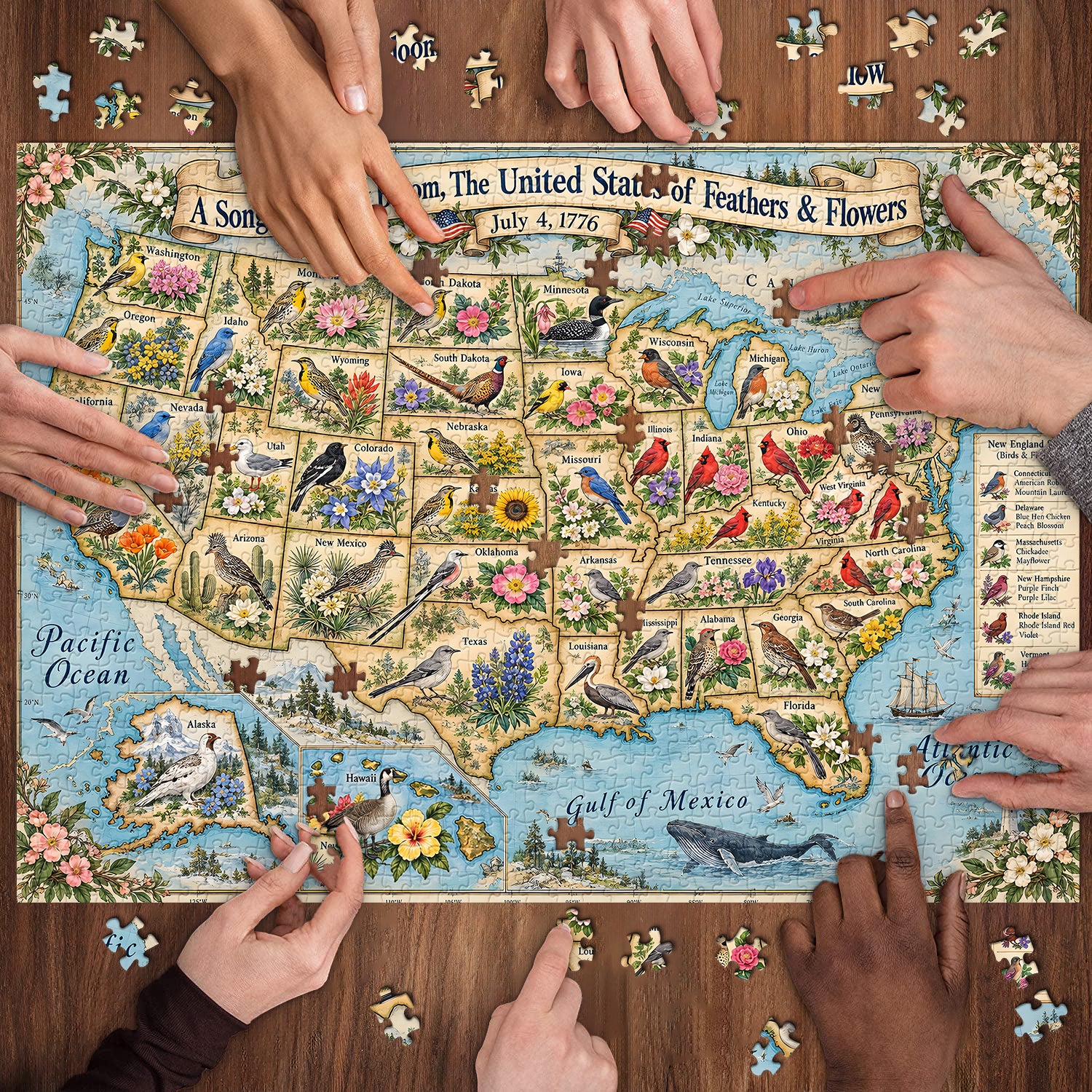Feathers & Flowers Map Jigsaw Puzzle 1000 Pieces