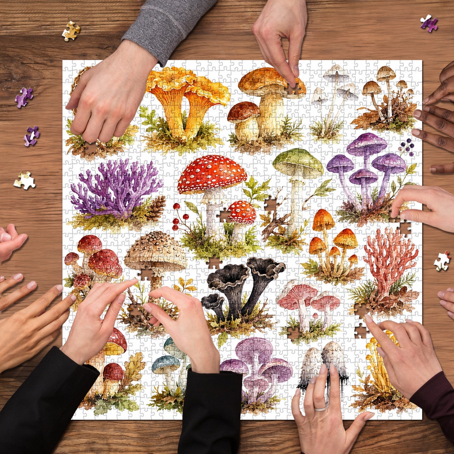 Watercolor Mushrooms Jigsaw Puzzle 1000 Pieces