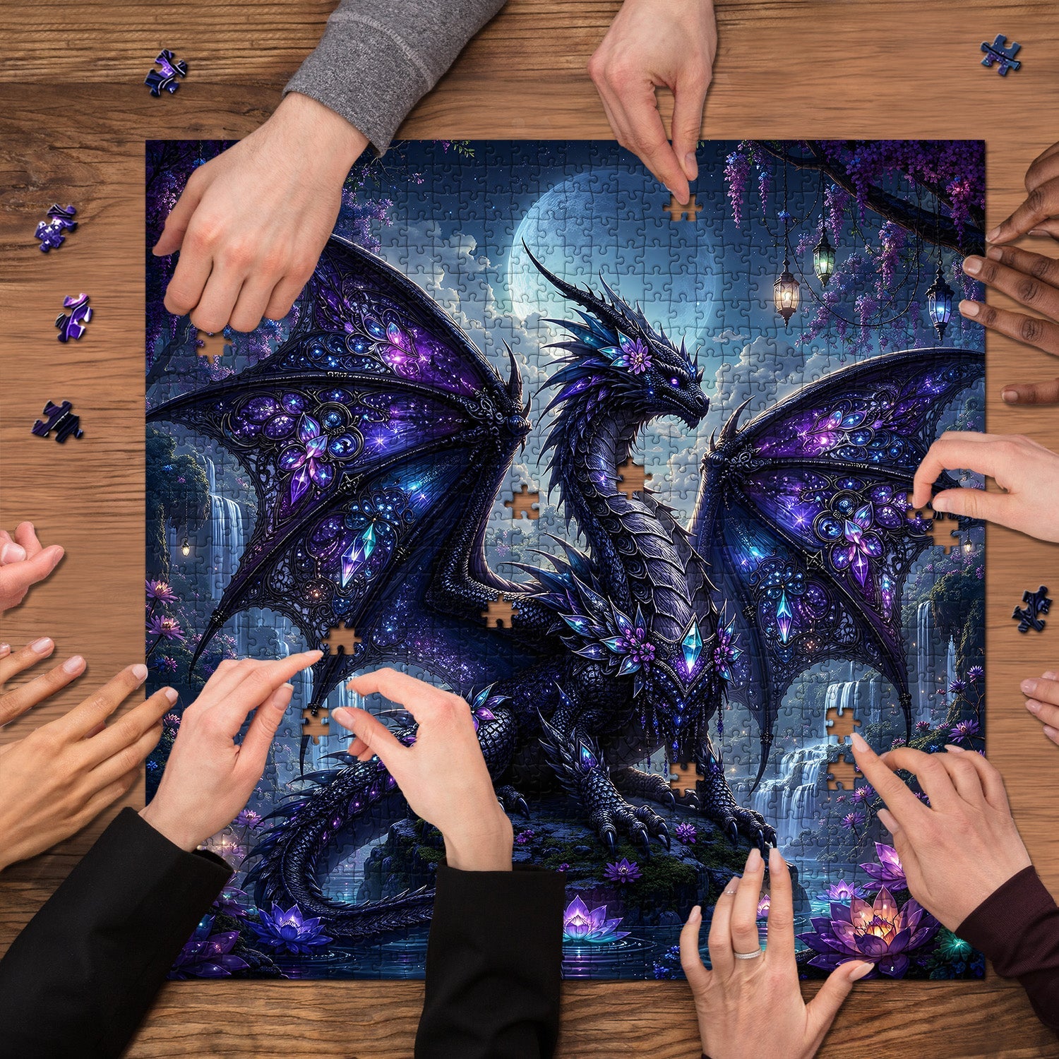 Puzzle Drago Fantasy Viola 1000 Pezzi