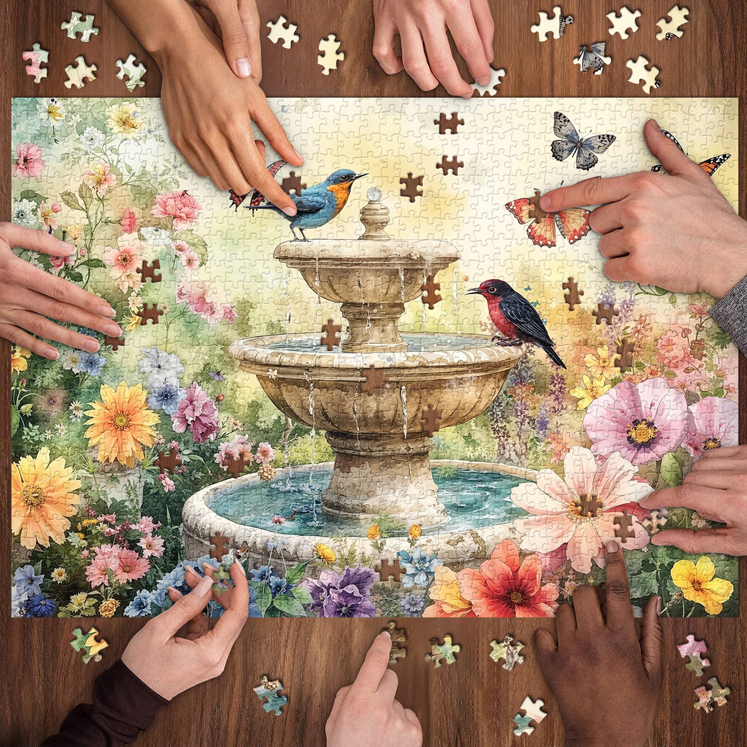 Garden Fountain Jigsaw Puzzle 1000 Pieces