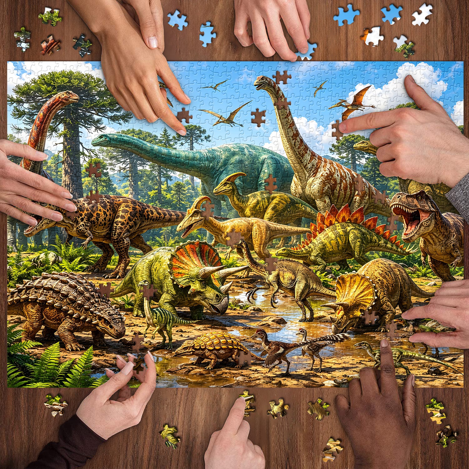 Dinosaur Assembly Jigsaw Puzzle 1000 Pieces