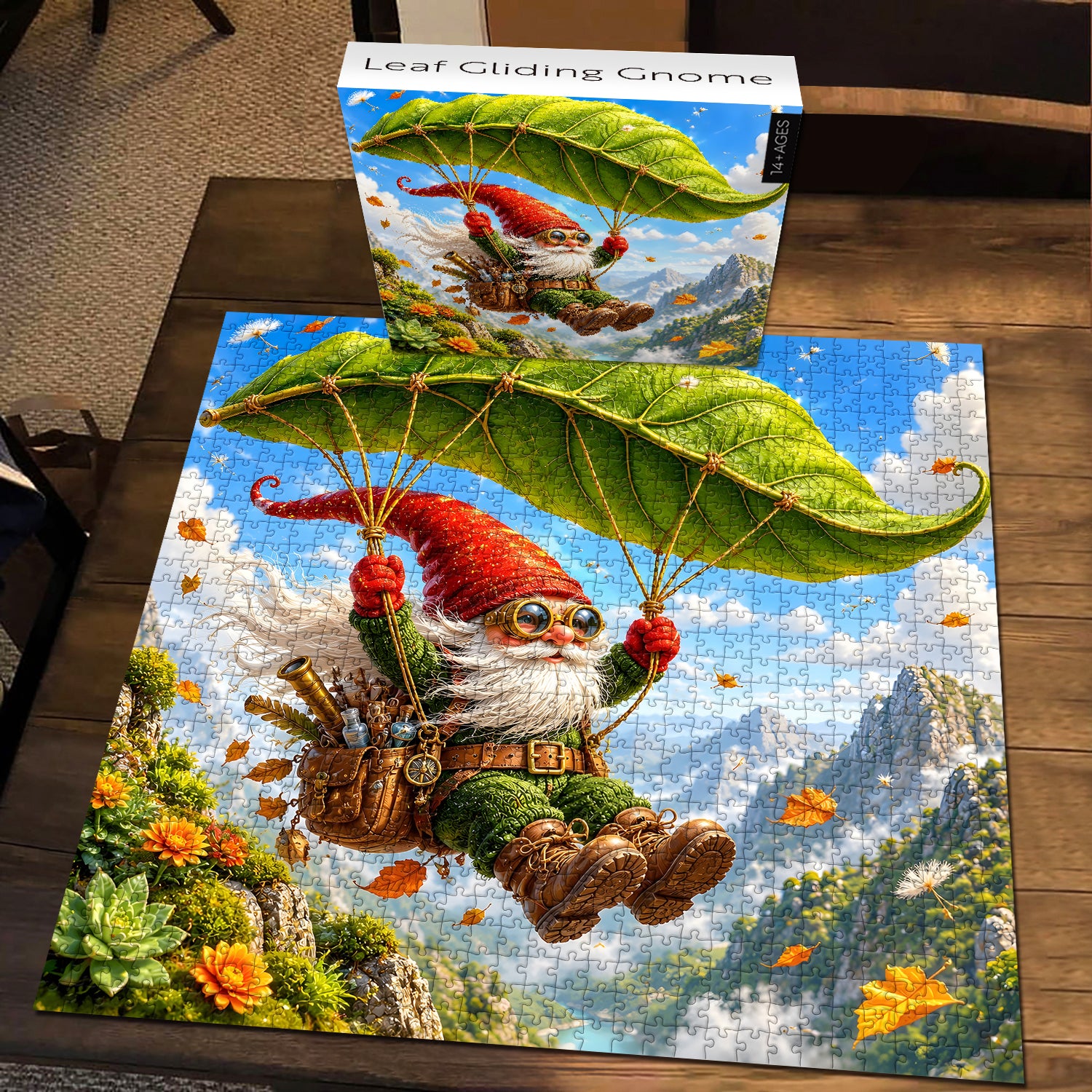 Leaf Gliding Gnome Jigsaw Puzzle 1000 Pieces
