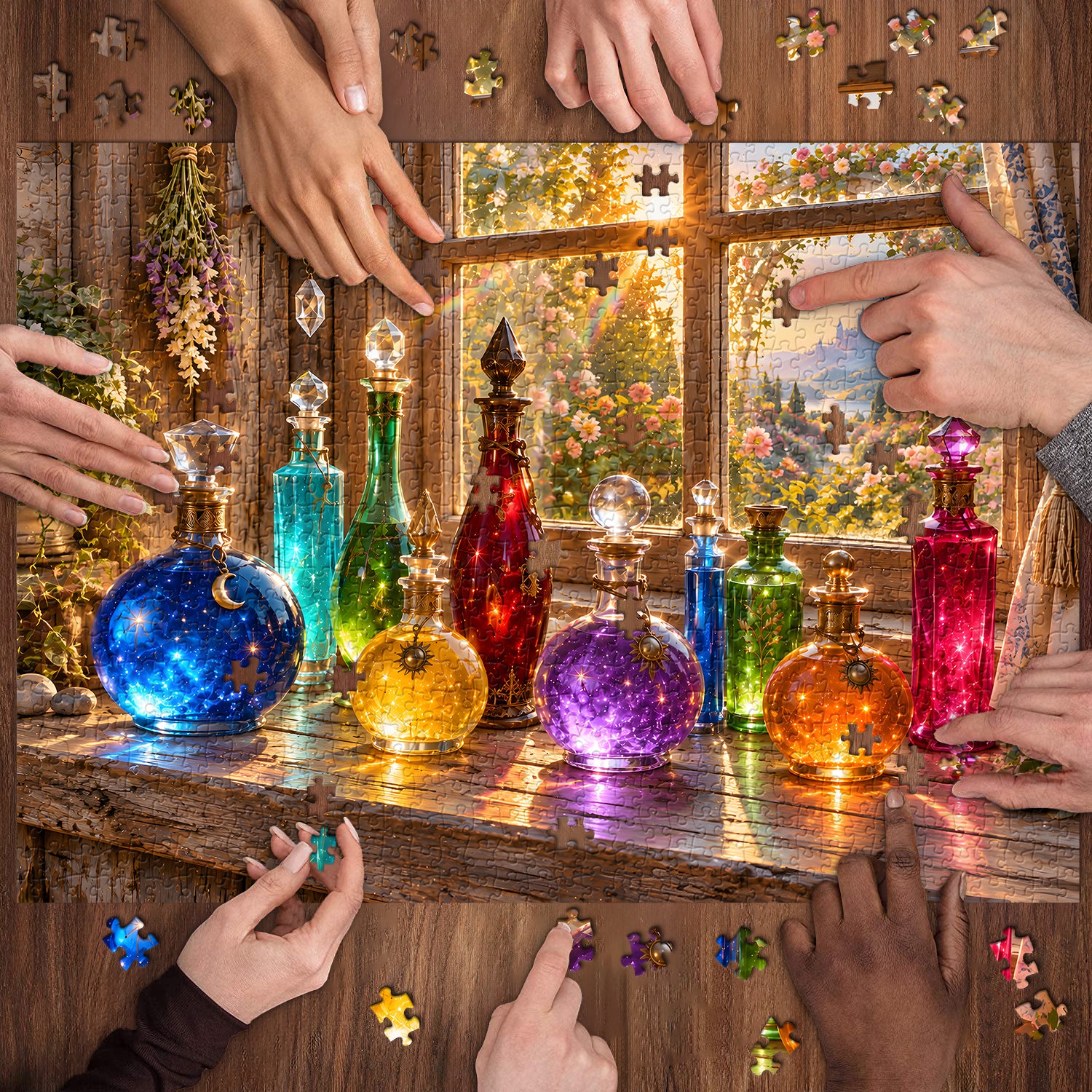 Sunlit Spell Bottles Jigsaw Puzzle 1000 Pieces
