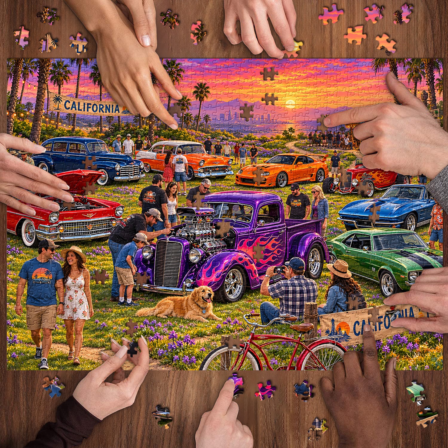 Sunset Car Meet Jigsaw Puzzle 1000 Pieces