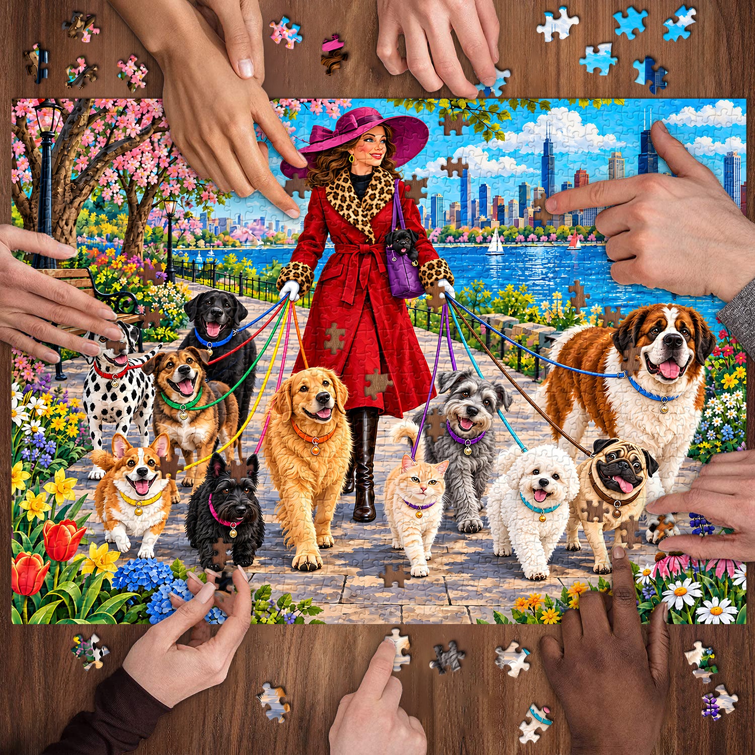 Lakeside Pet Stroll Jigsaw Puzzle 1000 Pieces